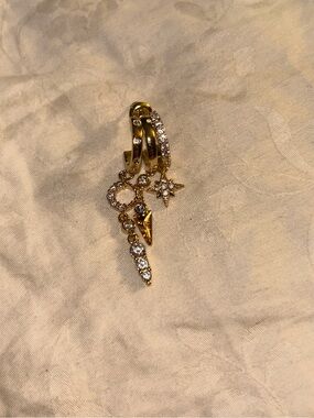 Gold Celestial Moon & Star Drop Huggie Earring ***ONE EARRING NOT A SET
